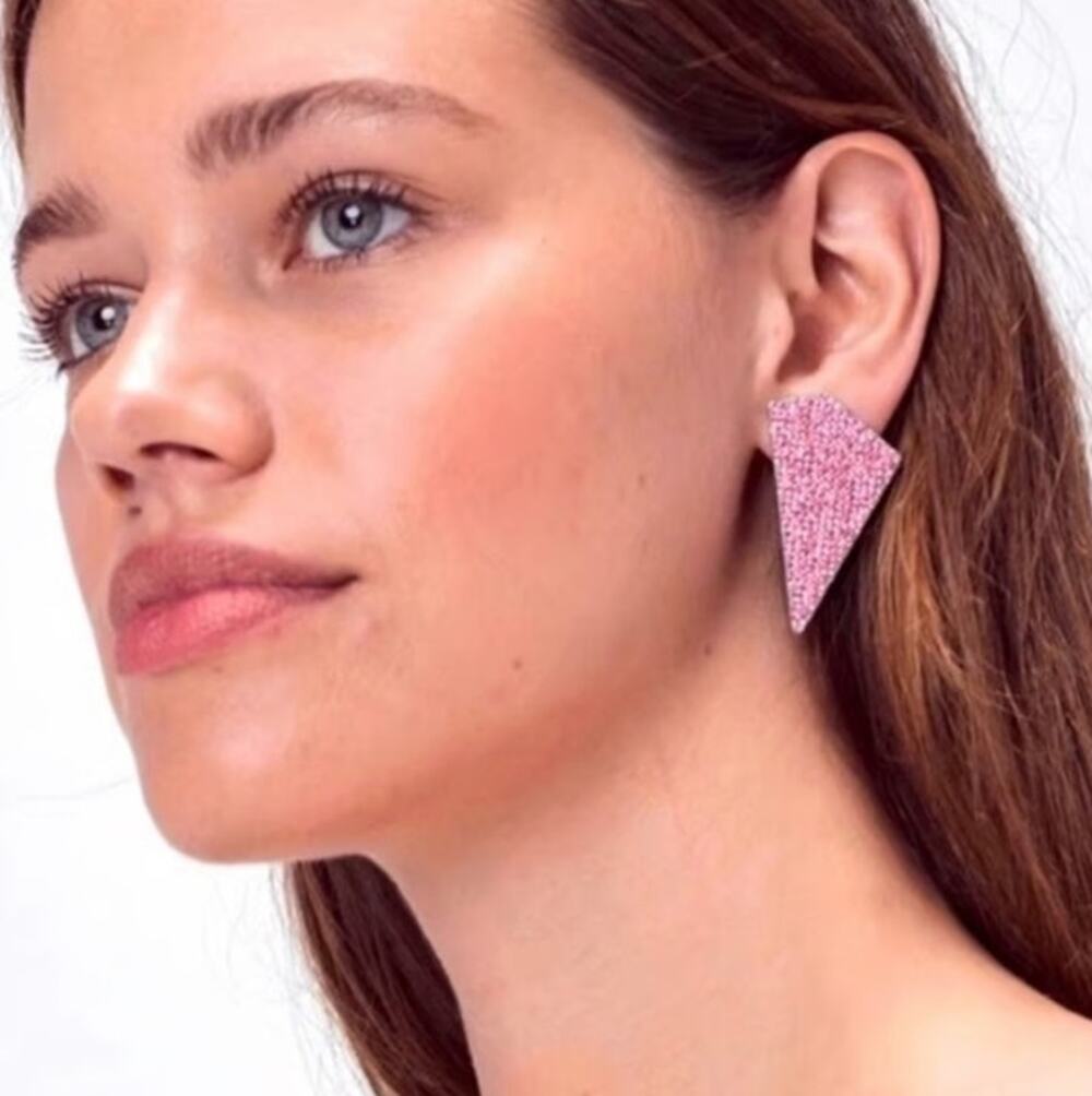 For Love & Lemons Pink Robin Geometric Chunky Glitter Earrings
